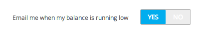 Receive a notification when your online SMS Balance goes below a threshold